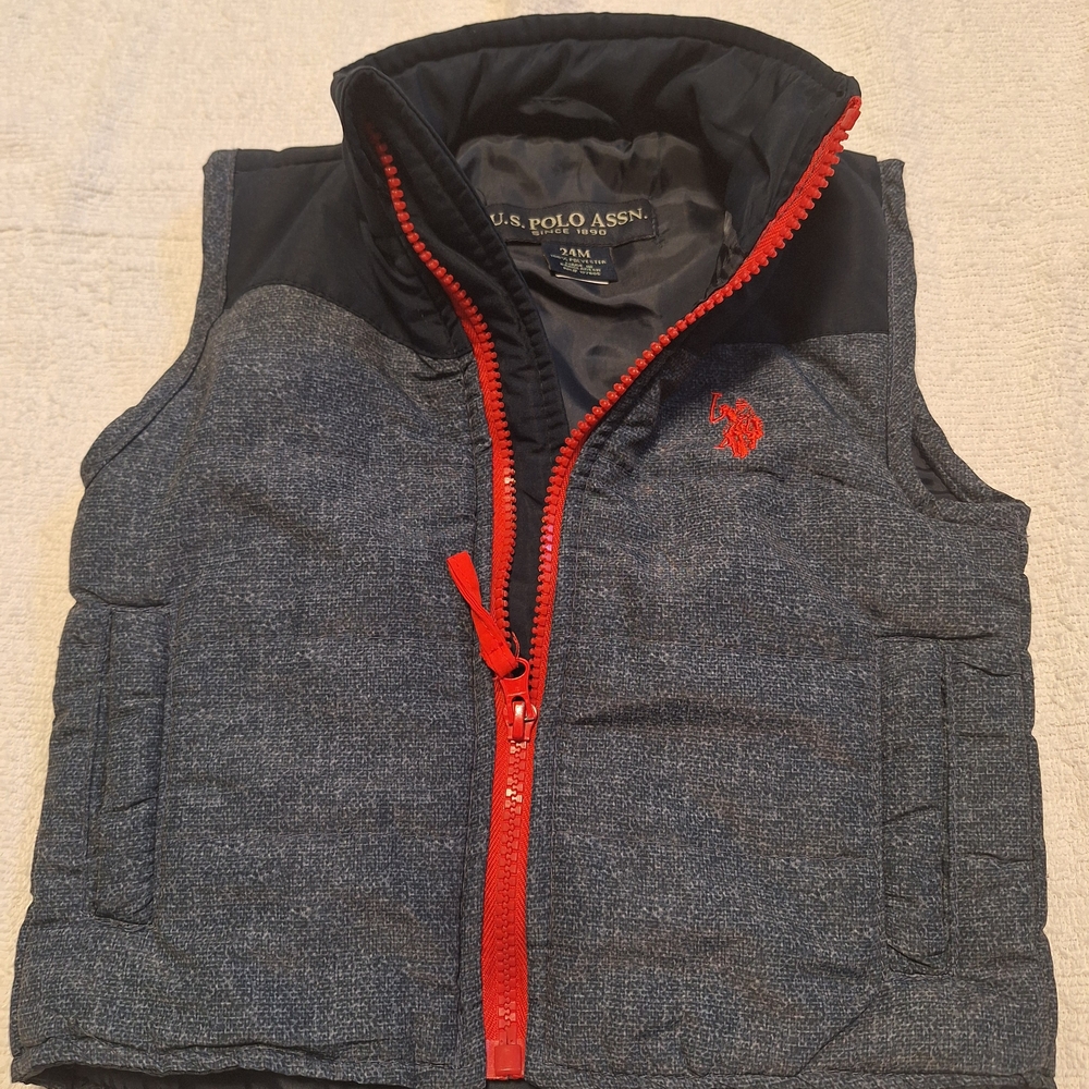 U.S. Polo Assn. Kids Gray and Red Vest
